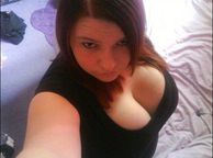 Chubby Amateur Selfie Of Her Cleavage - clothed chunky chick