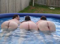 Three Fat Ass Women In The Pool - derriere