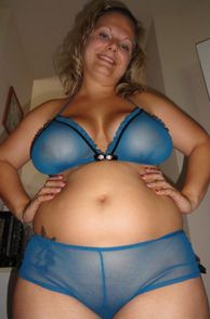 Fat Lady Teases In Her Blue Lingerie